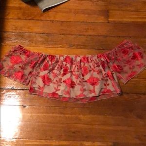 Cropped sheer floral top